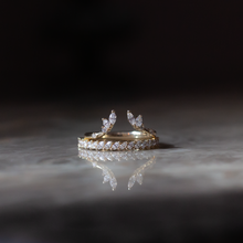 Marquise diamond yellow gold wedding band