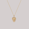 Small gold face necklace charm, made in 14k or 18k solid gold. 