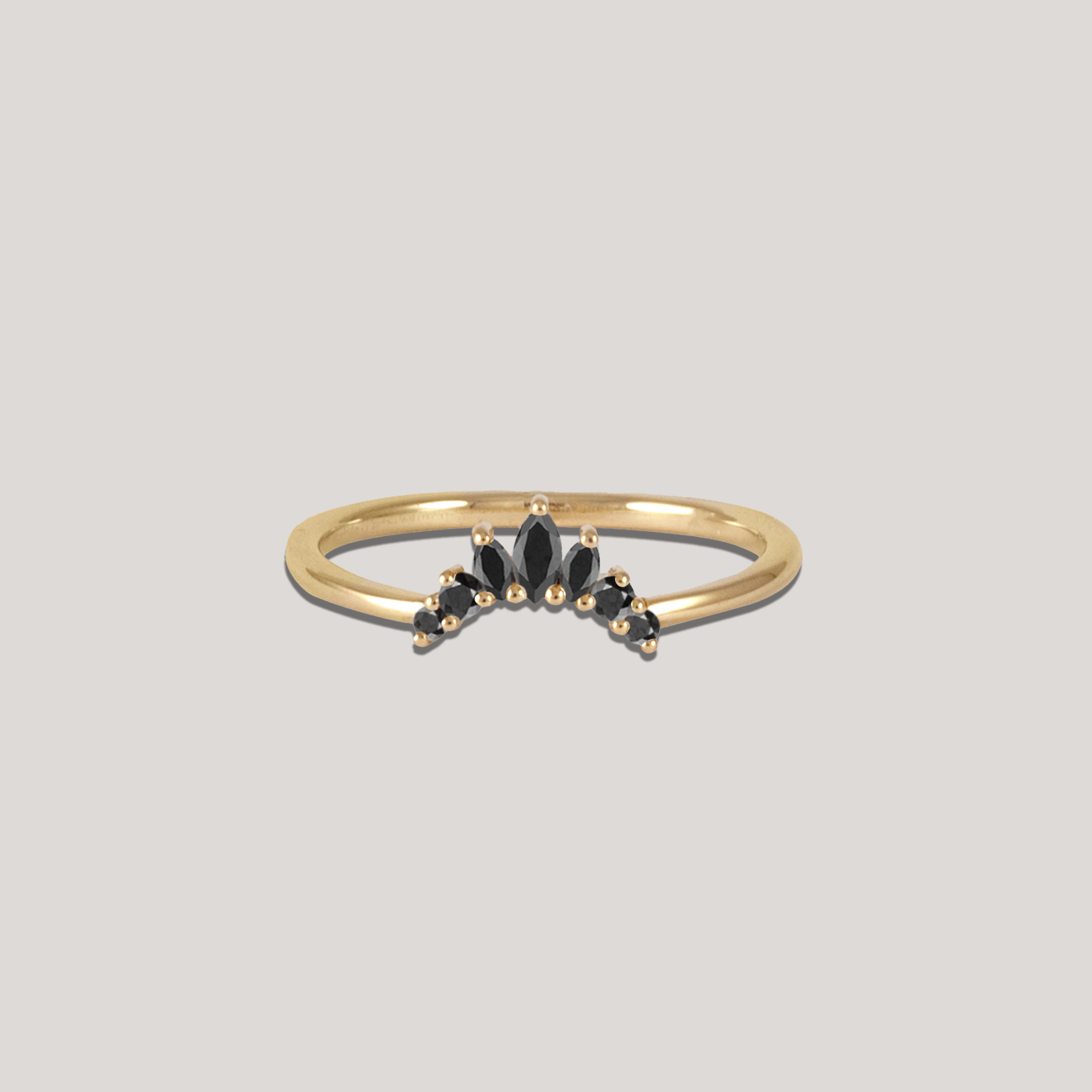 AMOUR — Black Diamond Crown Ring
