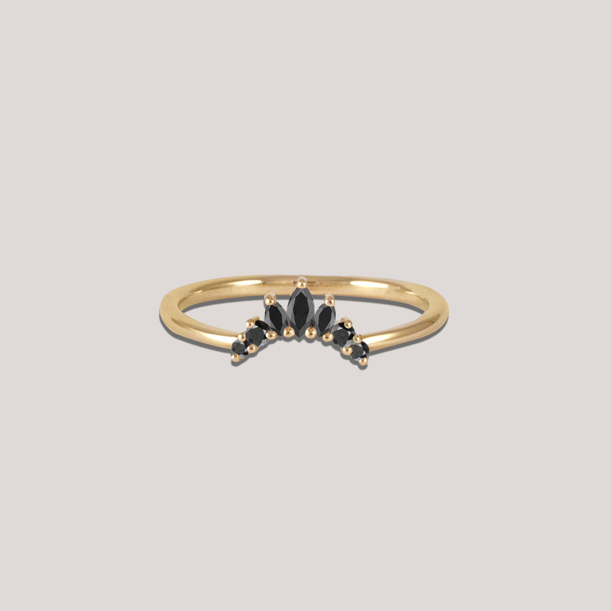 AMOUR — Black Diamond Crown Ring