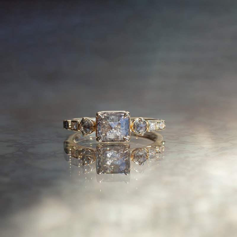 INFLECTION — Emerald Cut Salt & Pepper Diamond Engagement Ring