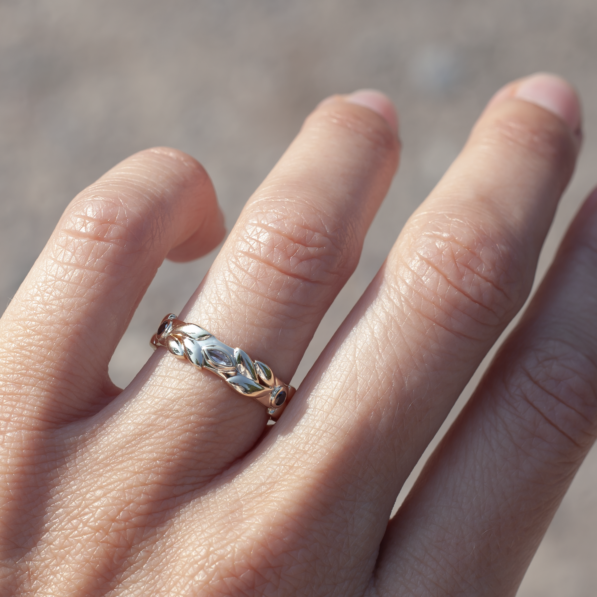 salt and pepper diamond woven ring