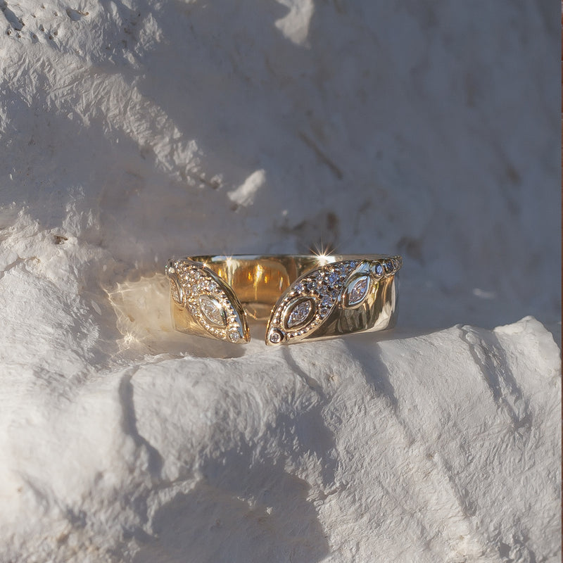 open wedding band 14k yellow gold