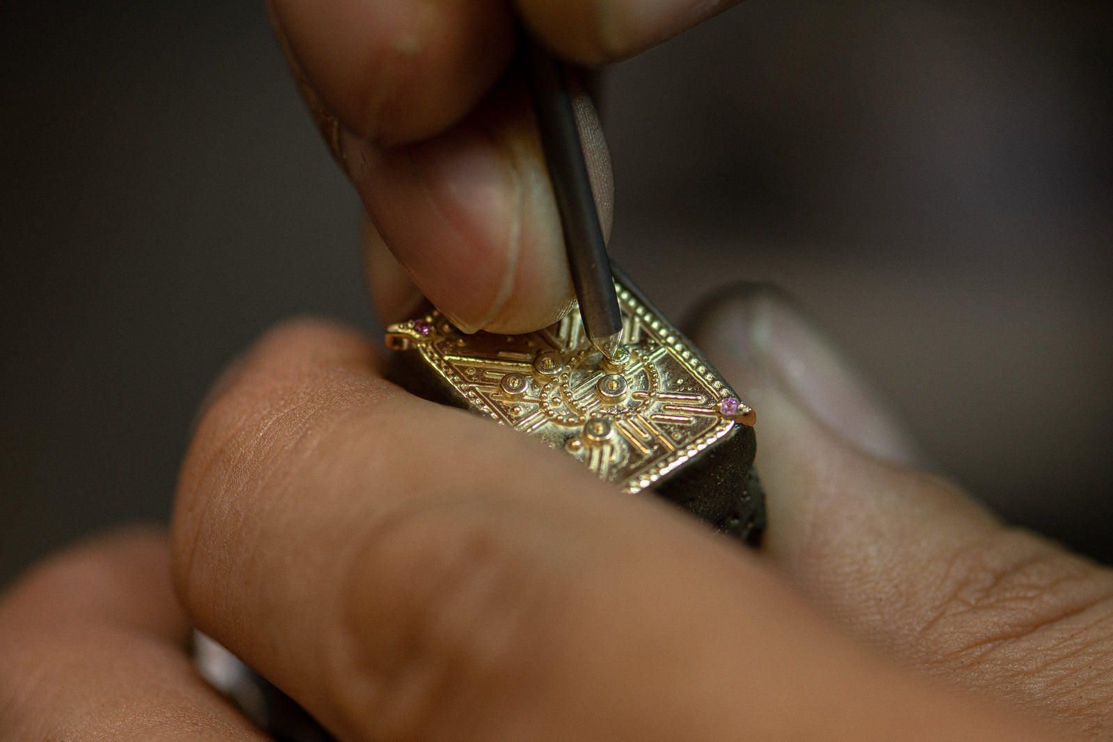 14k gold charm in the making