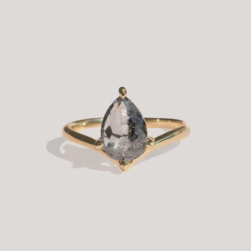 PRISM OF LIGHT — Pear Salt & Pepper Diamond Ring