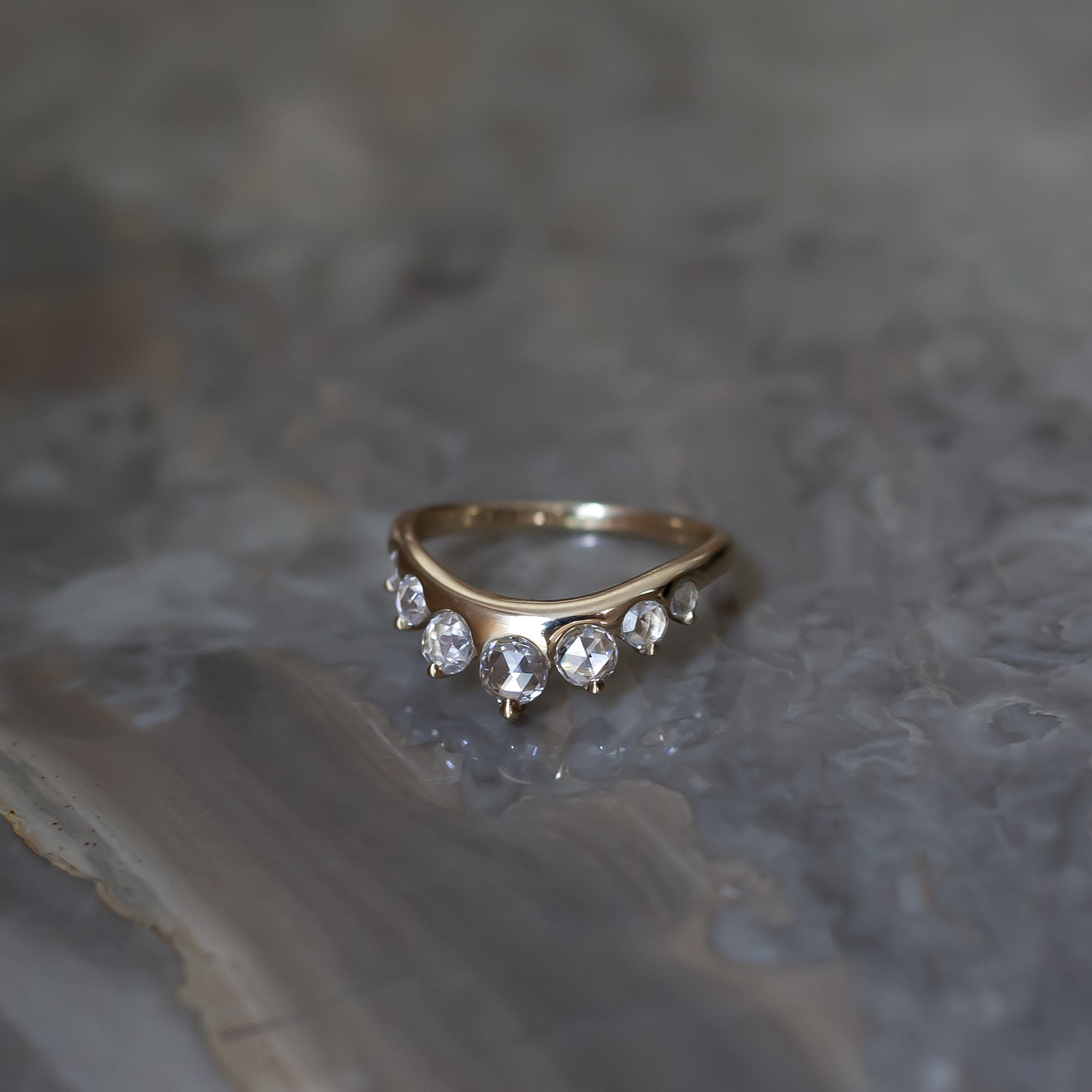 Diamond contour wedding band