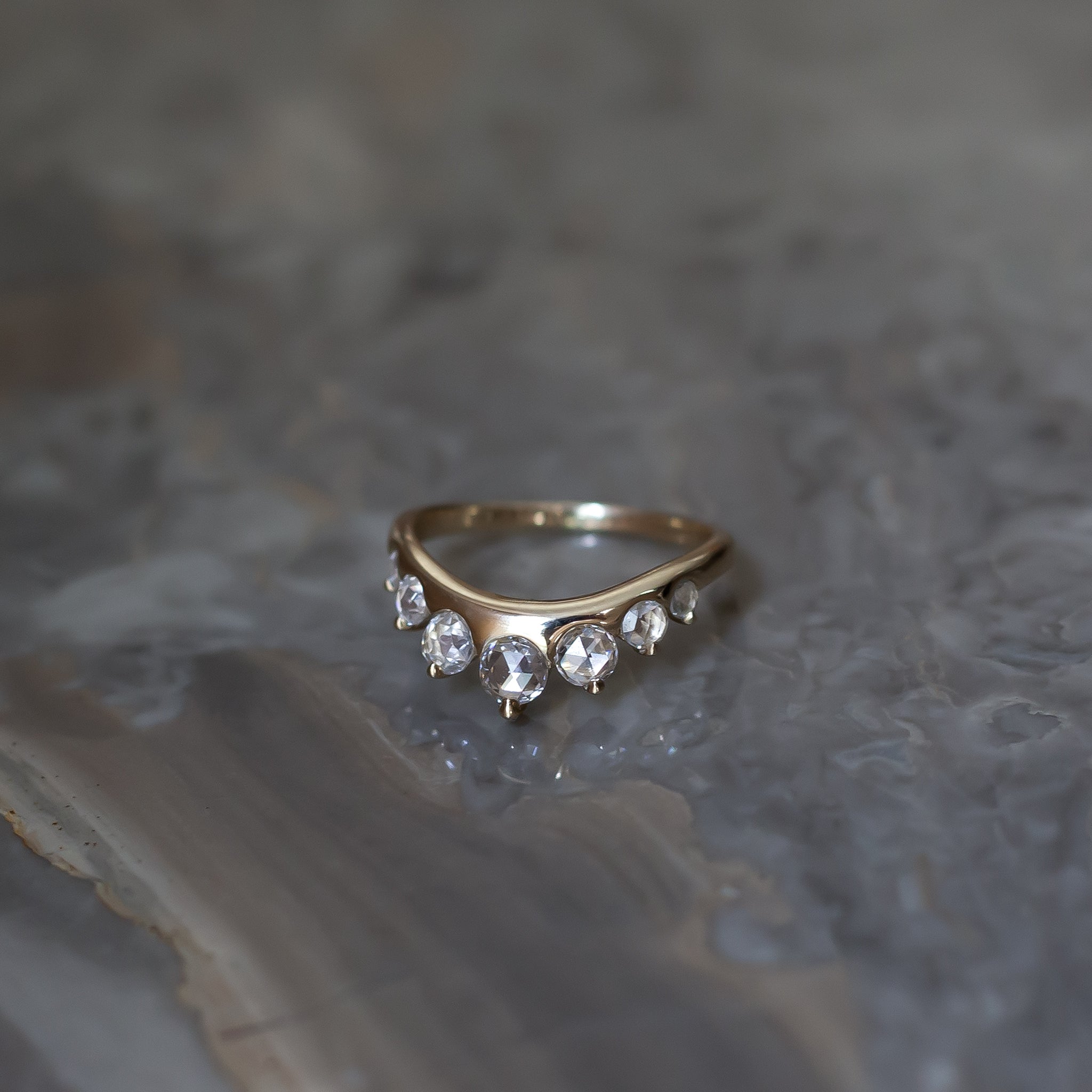 Diamond contour wedding band