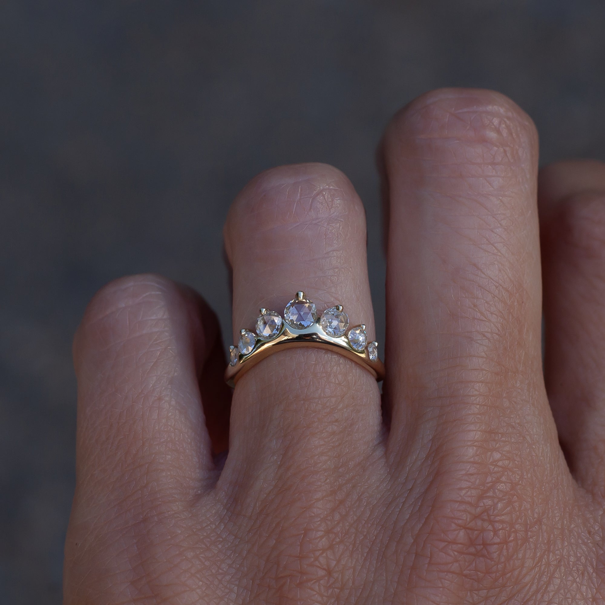 Diamond contour wedding band