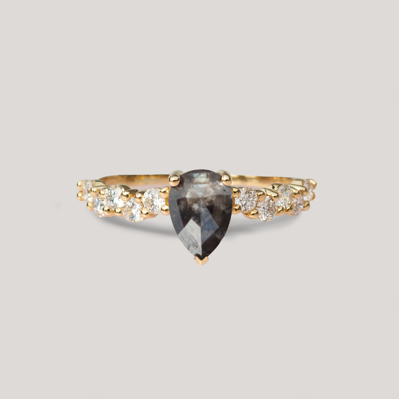 INTERTWINE — Pear Salt & Pepper Diamond Ring