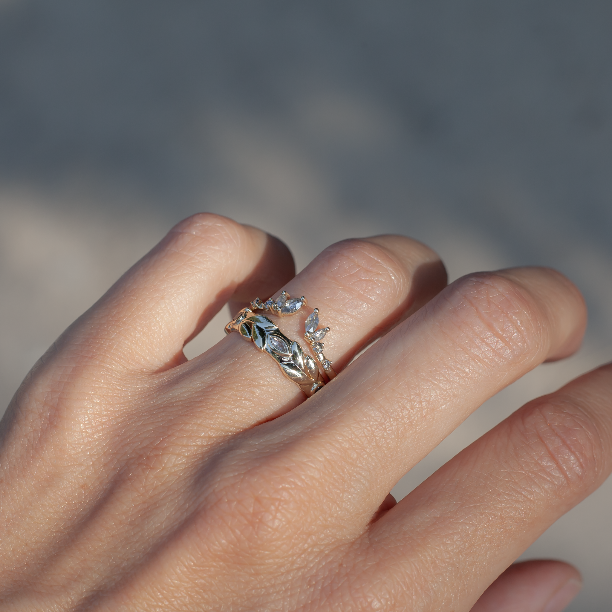 open ring with diamonds