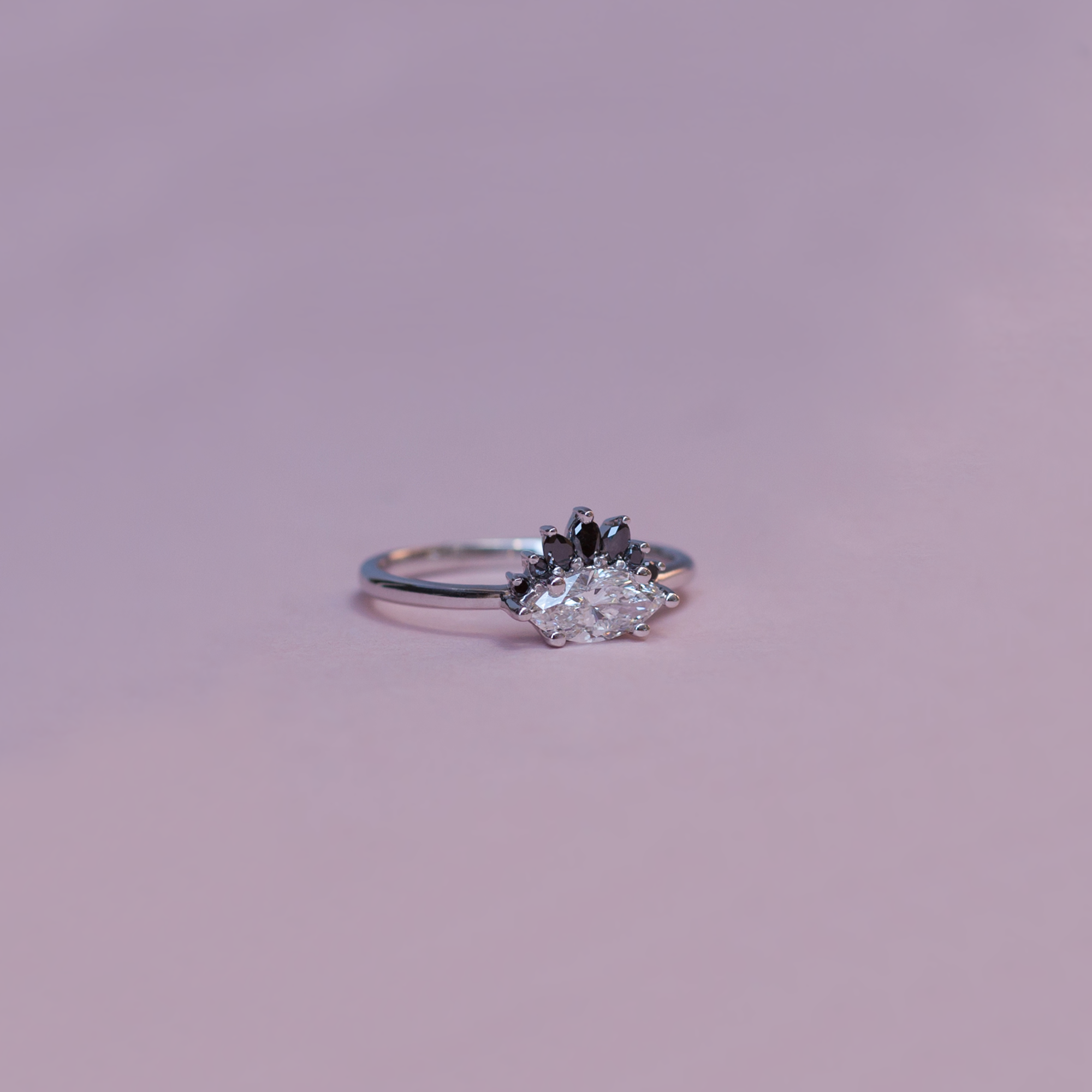Black diamonds engagement ring