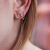 Morganite diamond earring stud featuring a diamond crown, made in 14k or 18k yellow gold.