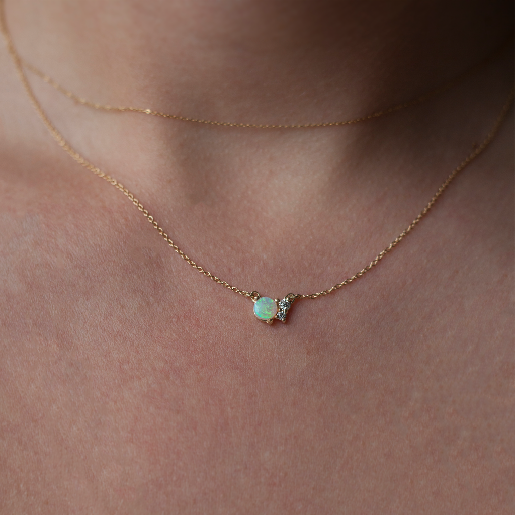 opal and gold cluster necklace