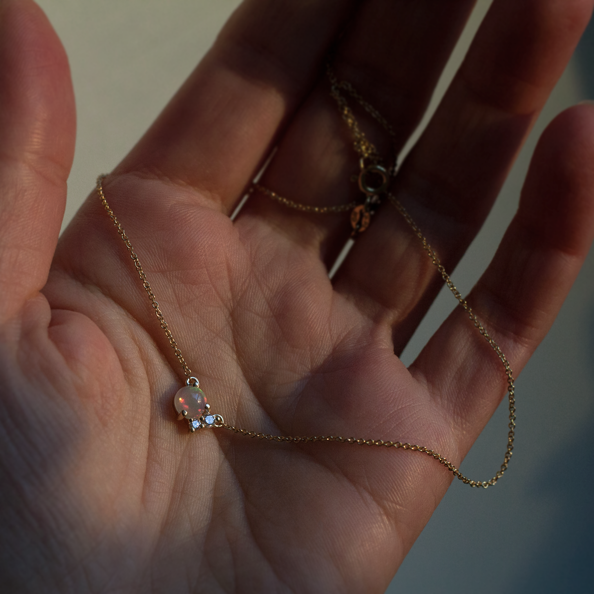 opal and diamond cluster necklace