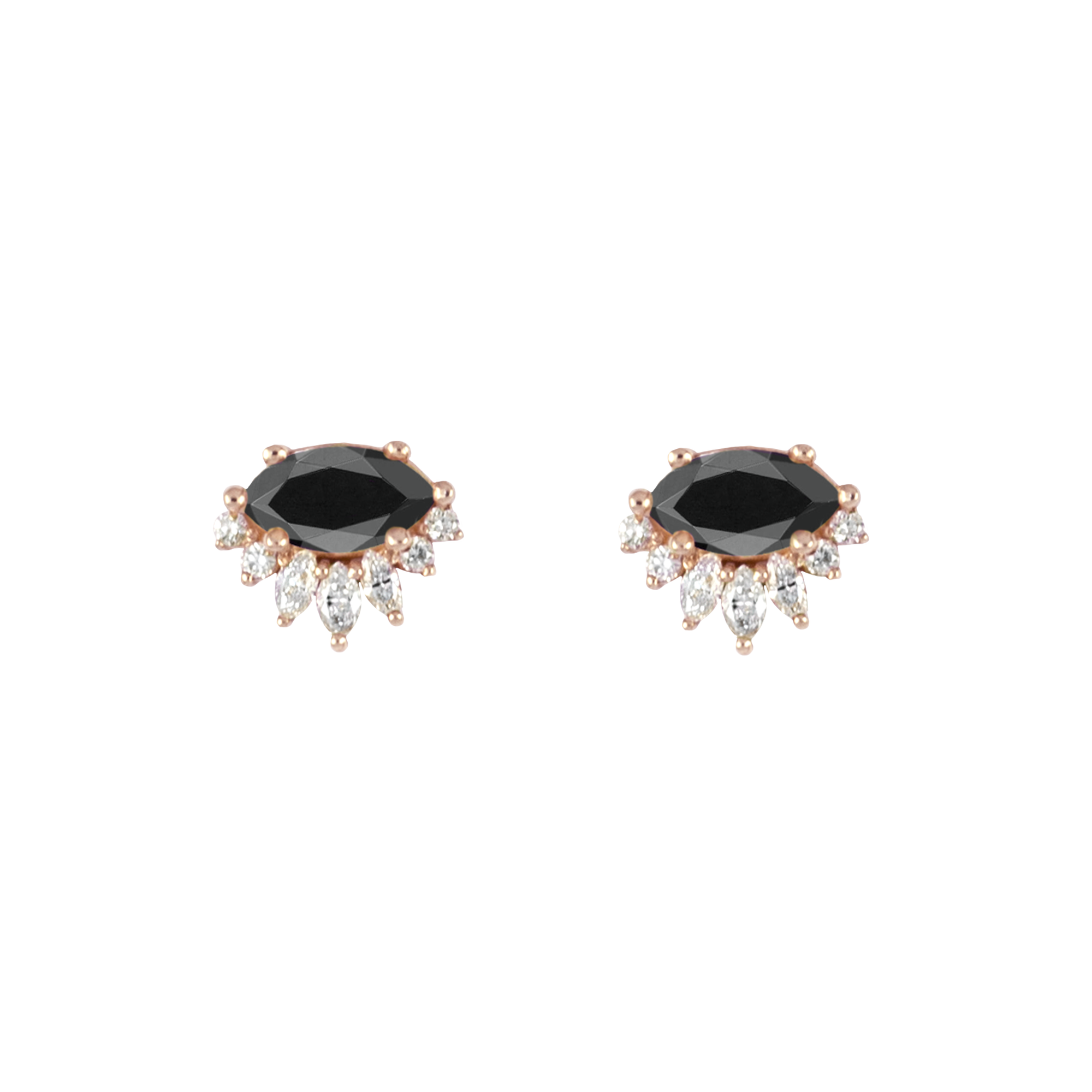 Black diamond gold earring studs.