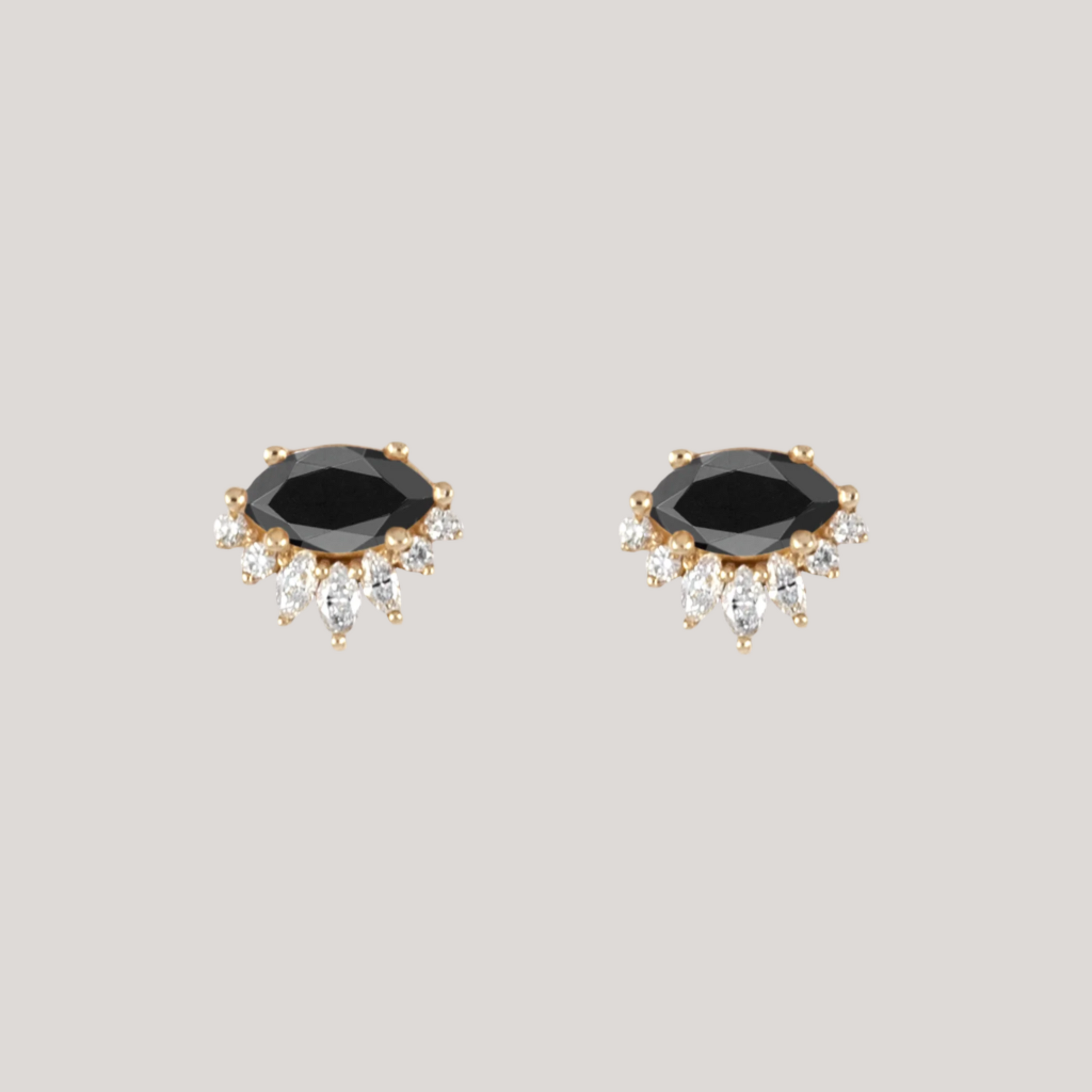 Black diamond marquise earring stud.