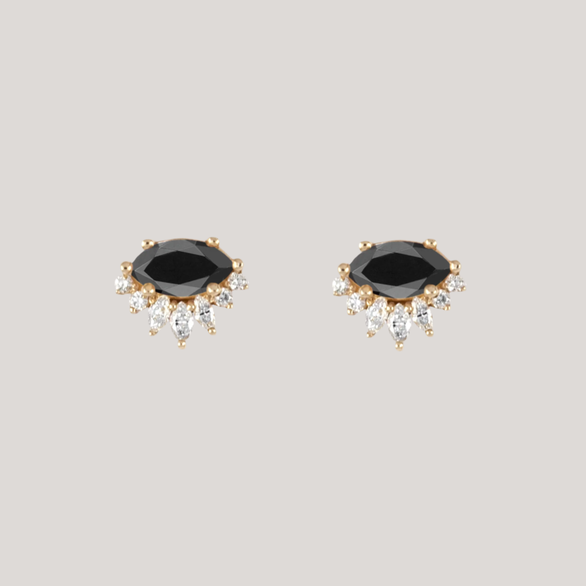 Black diamond marquise earring stud.