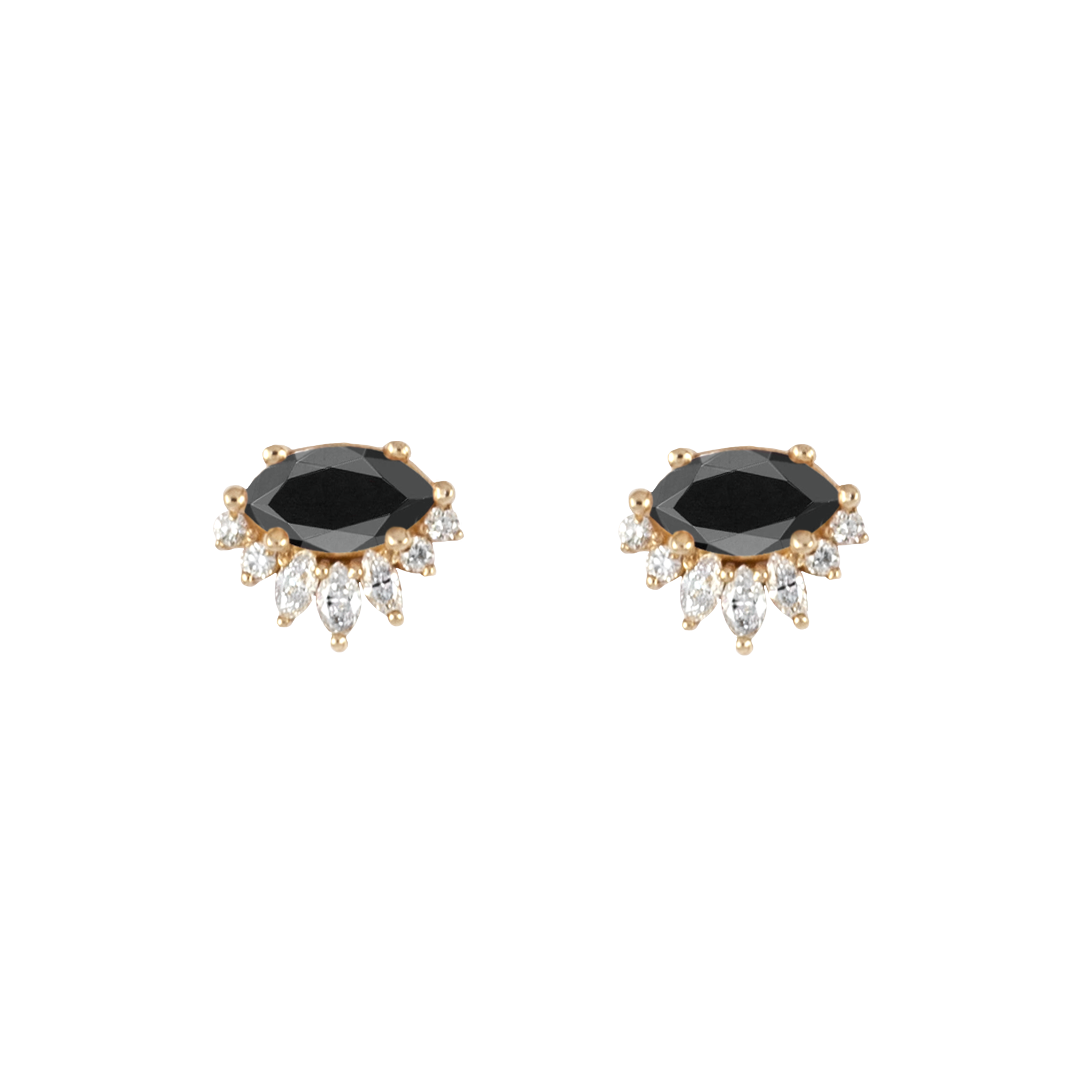Black diamond marquise gold earrings.