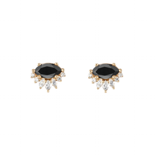 Black diamond marquise gold earrings.