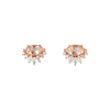 Morganite diamond earring stud featuring a diamond crown, made in 14k or 18k rose gold.