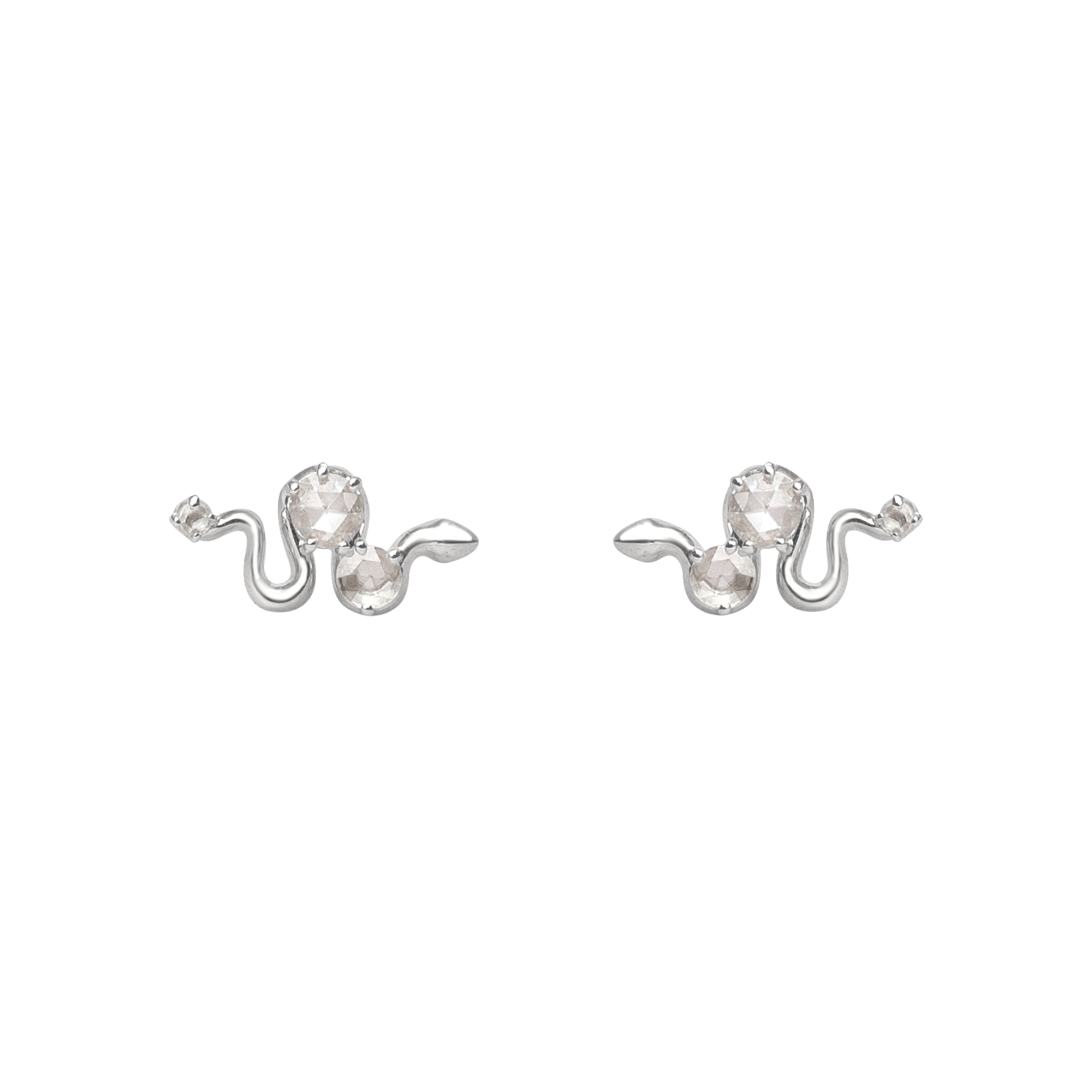 serpent earrings white gold 