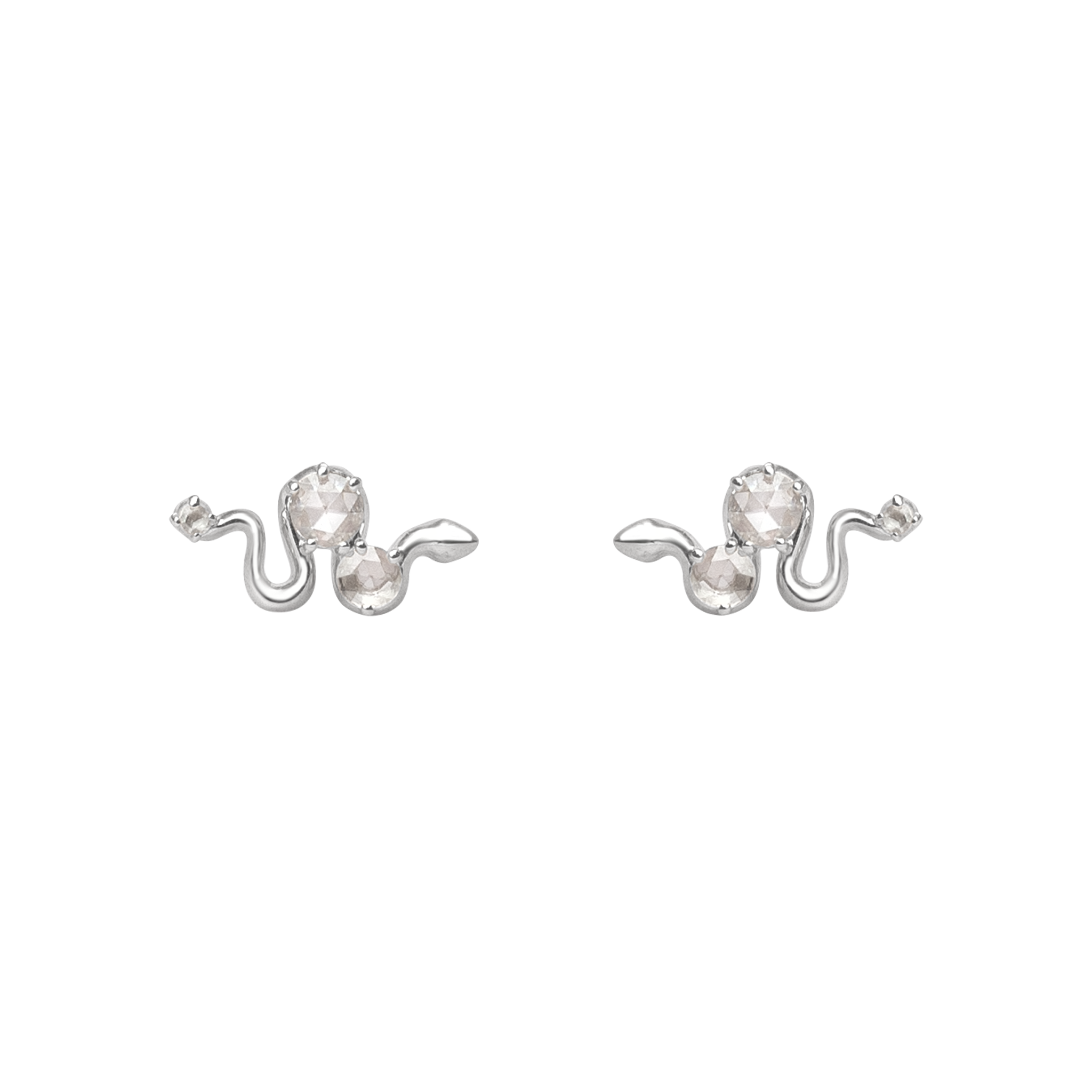 serpent earrings white gold 