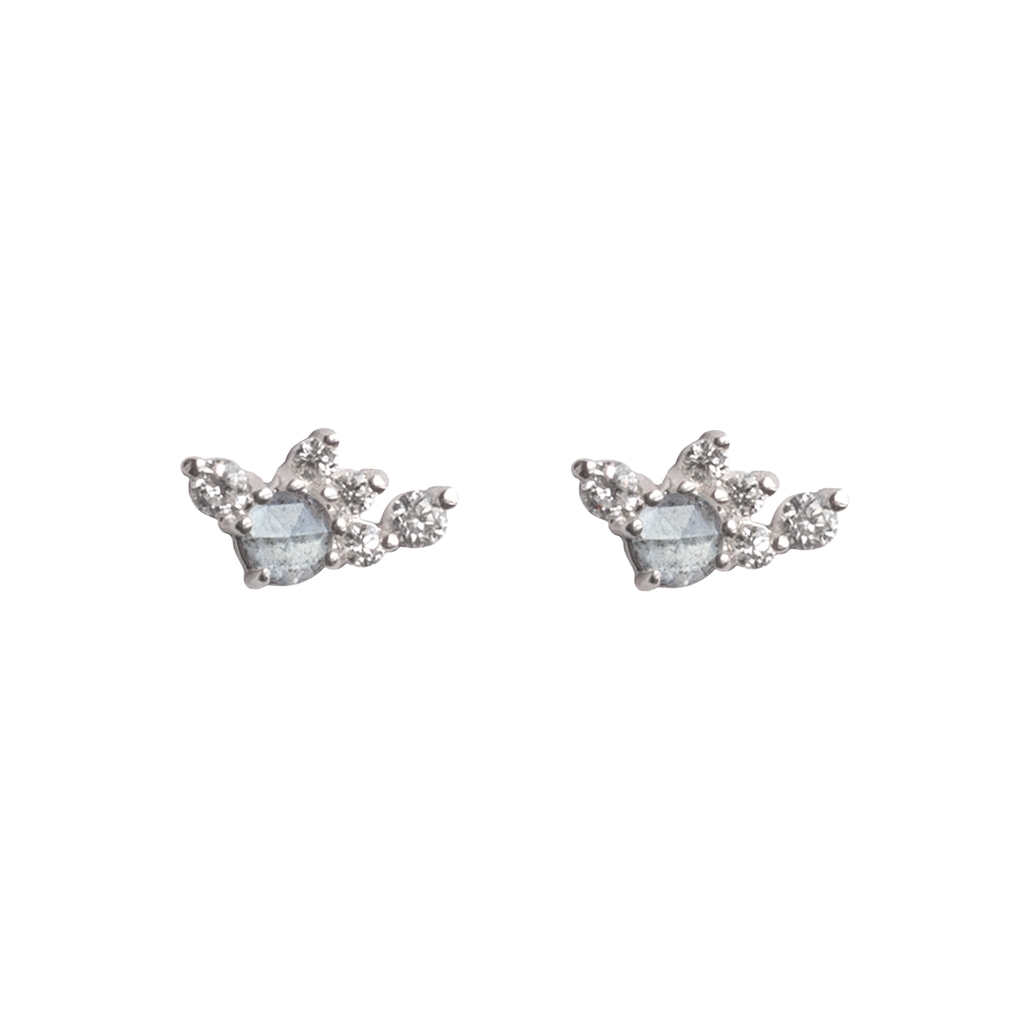 cluster diamond earrings white gold