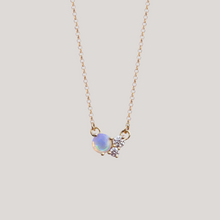 diamond and opal dainty necklace