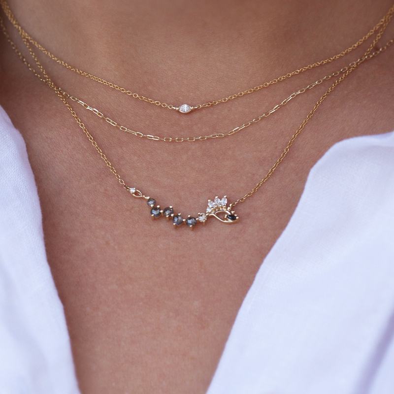 dainty gold necklace with diamonds