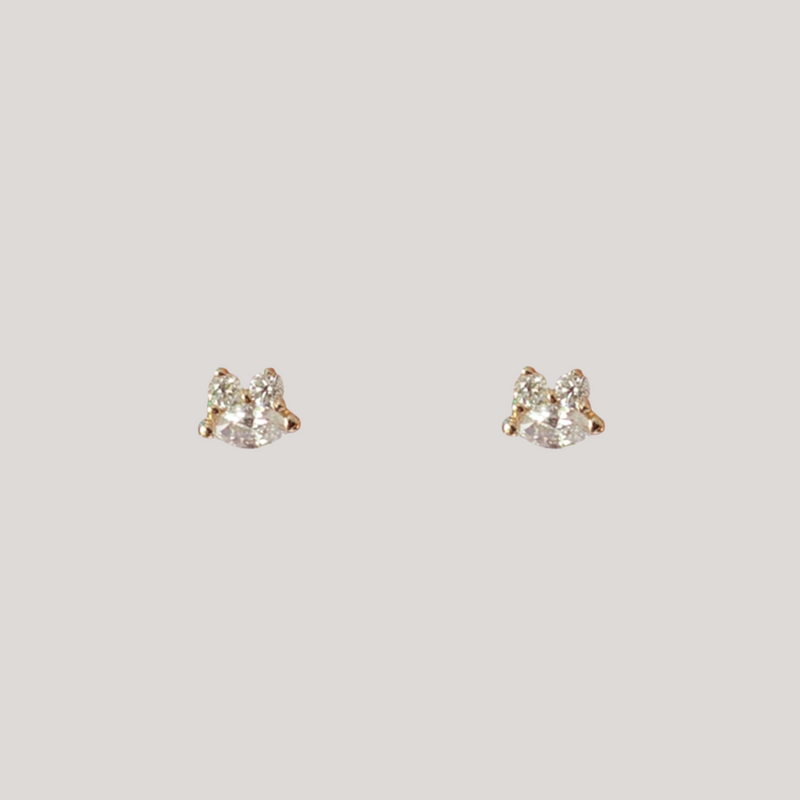 Marquise diamond gold studs