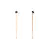 Delicate black round rose cut diamond threader pins, feature a six claw prong setting, using 14k or 18k rose gold.