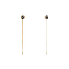 Delicate black round rose cut diamond threader pins, feature a six claw prong setting, using 14k or 18k yellow gold.