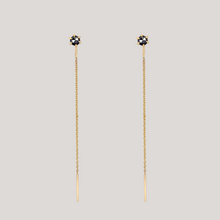 Delicate black round rose cut diamond threaders, ideal for threading through multiple piercings, feature a six claw prong setting, using 14k or 18k gold.