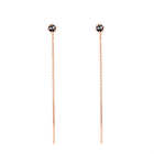 Delicate black round rose cut diamond threaders, ideal for threading through multiple piercings, feature a six claw prong setting, using 14k or 18k rose gold.