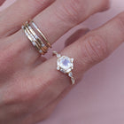 hexagon diamond engagement ring 