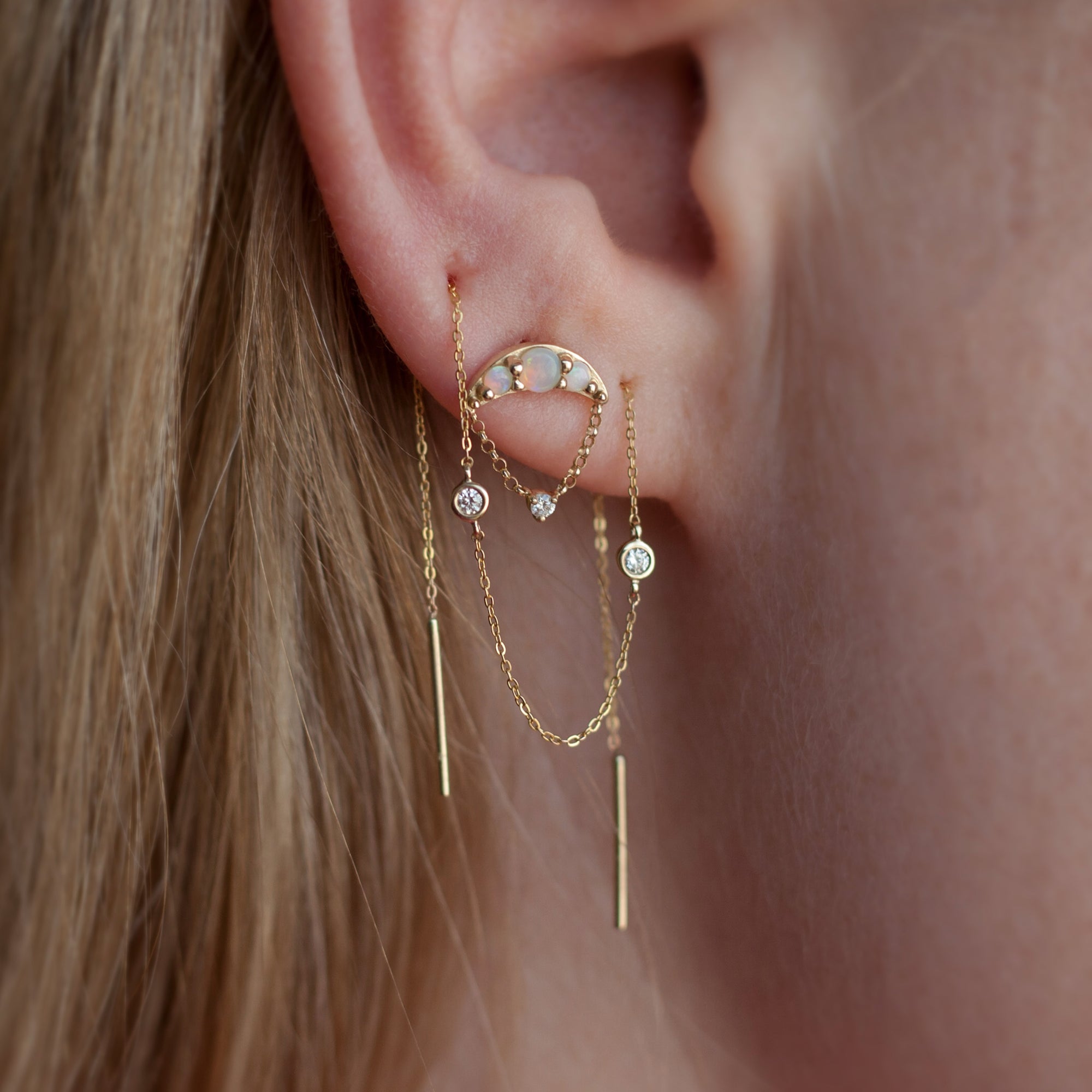 opal earrings in gold