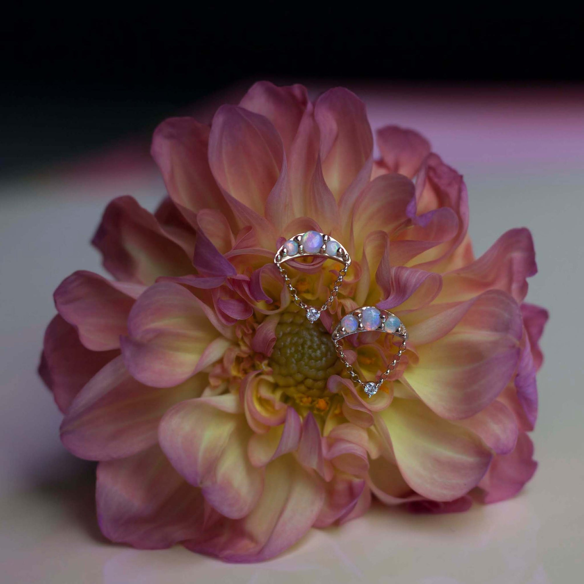 opal earrings in gold