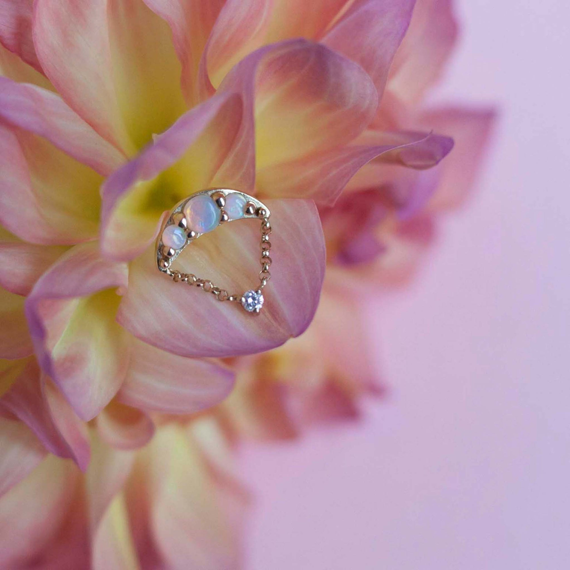 opal earrings in gold