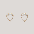 Round rose cut diamond cluster drop earrings studs made in 14k gold.