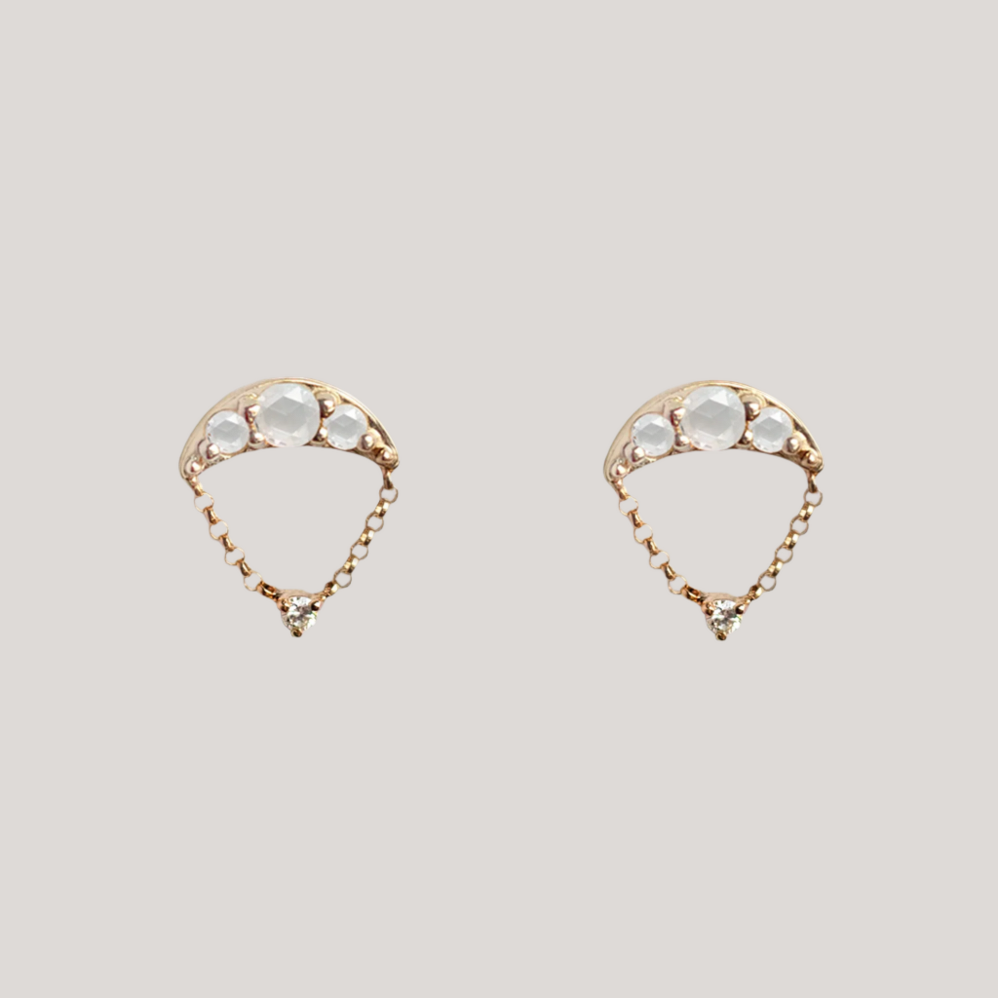 Round rose cut diamond cluster drop earrings studs made in 14k gold.