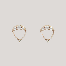 Round rose cut diamond cluster drop earrings studs made in 14k gold.