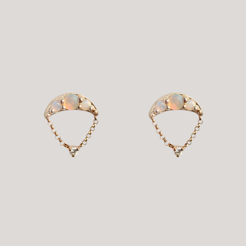 opal earrings in gold