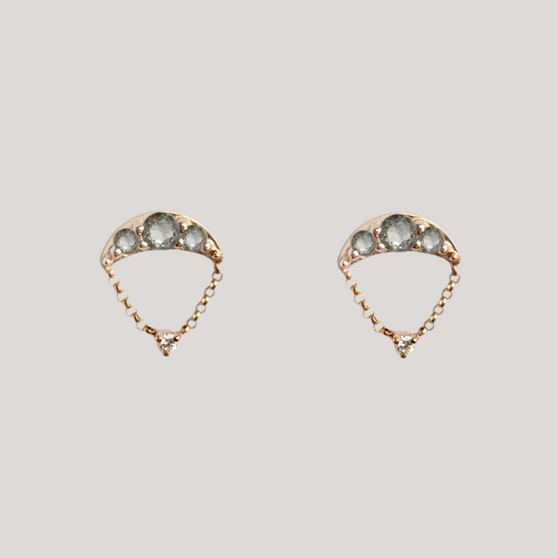 Salt and pepper round rose cut diamond cluster drop earrings studs made in 14k or 18k gold.