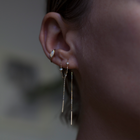 Gold threader earring with opal