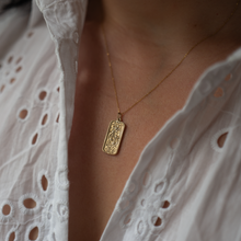 Rectangle talisman charm, made in 14k.