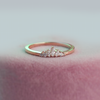 Delicate diamond crown wedding band, with gengle countour, to trace any engagement ring style. Meant to be stacked with an engagement ring or worn on it's own. Made in 14K rose gold.