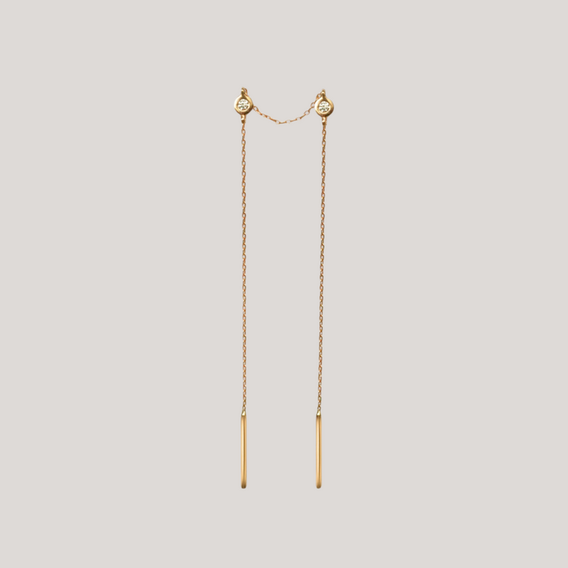 Delicate diamond gold threaders, ideal for threading through multiple piercings, using 14K gold.
