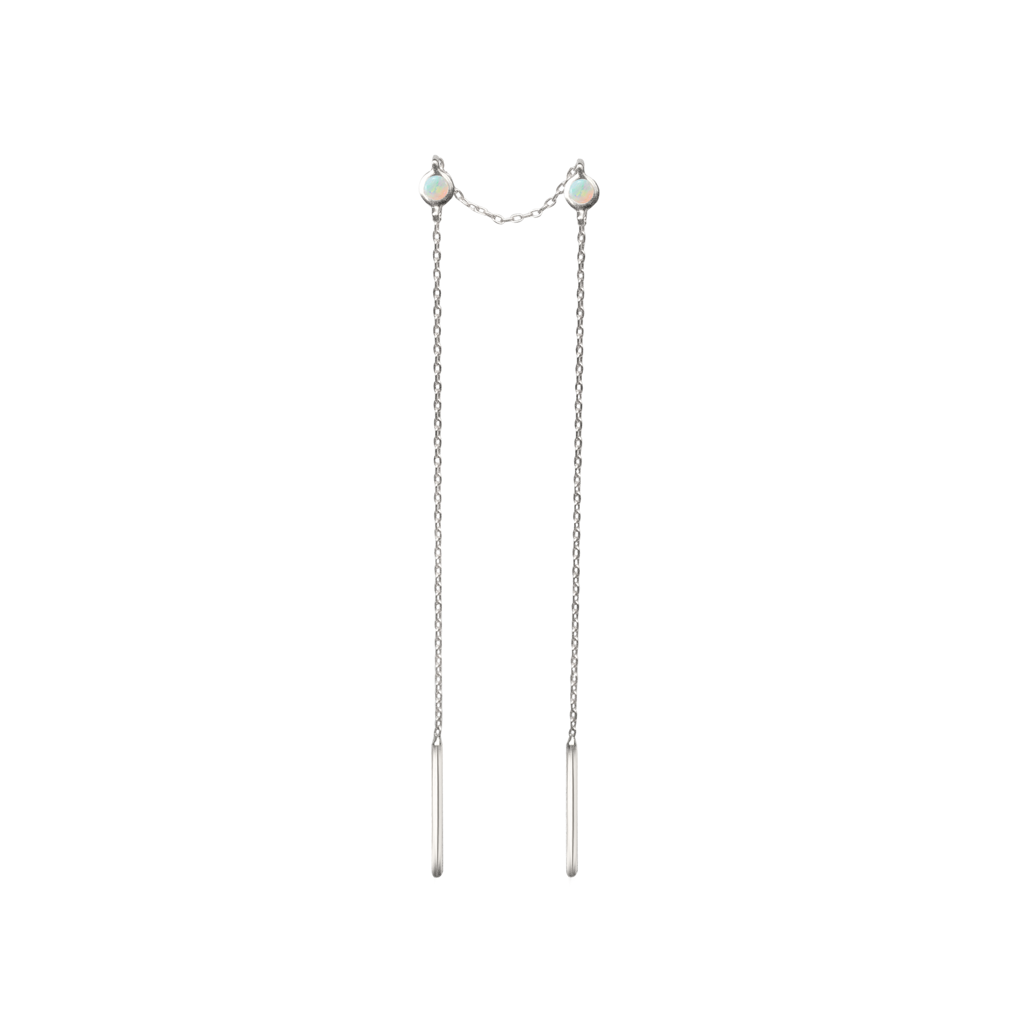 White gold threader earring